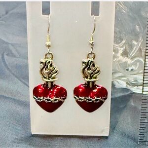 Elegant Red Sacred Heart Earrings